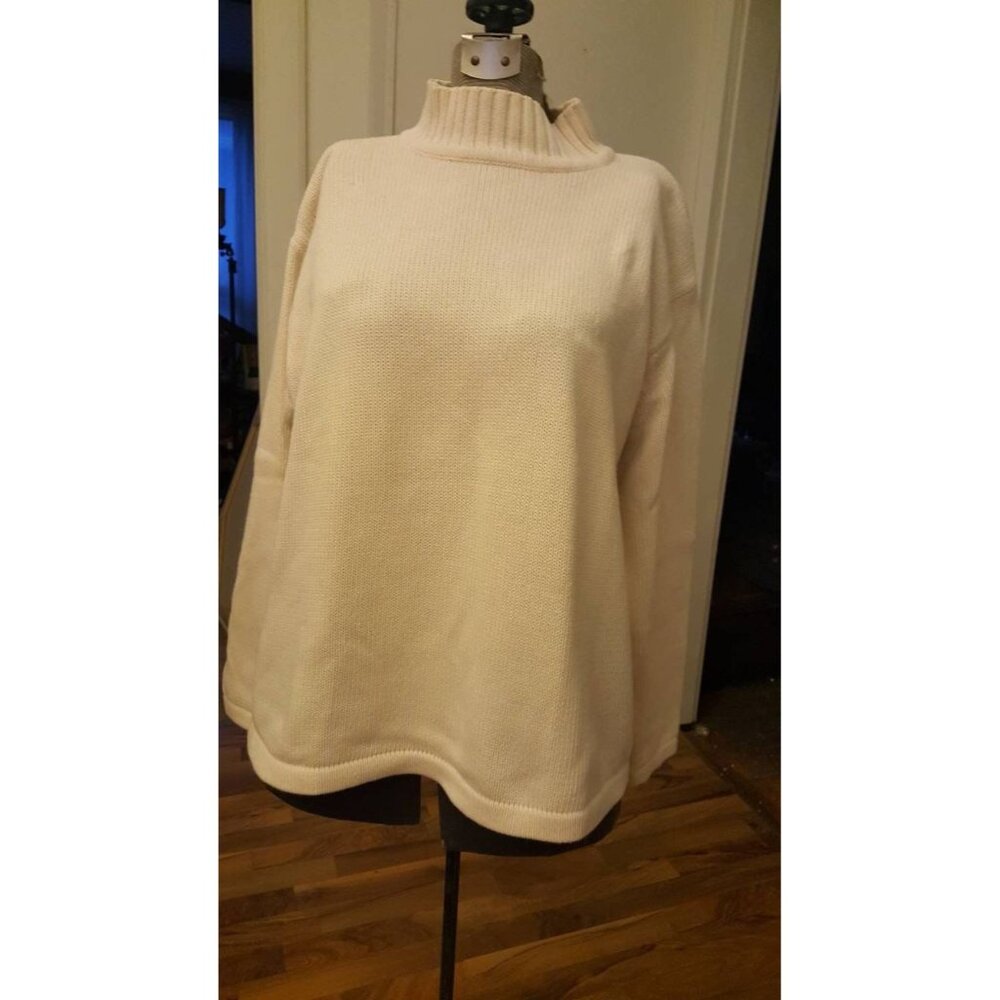 Women's Eddie Bauer ivory pullover sweater. Cotton, long sleeve. Extra Large.